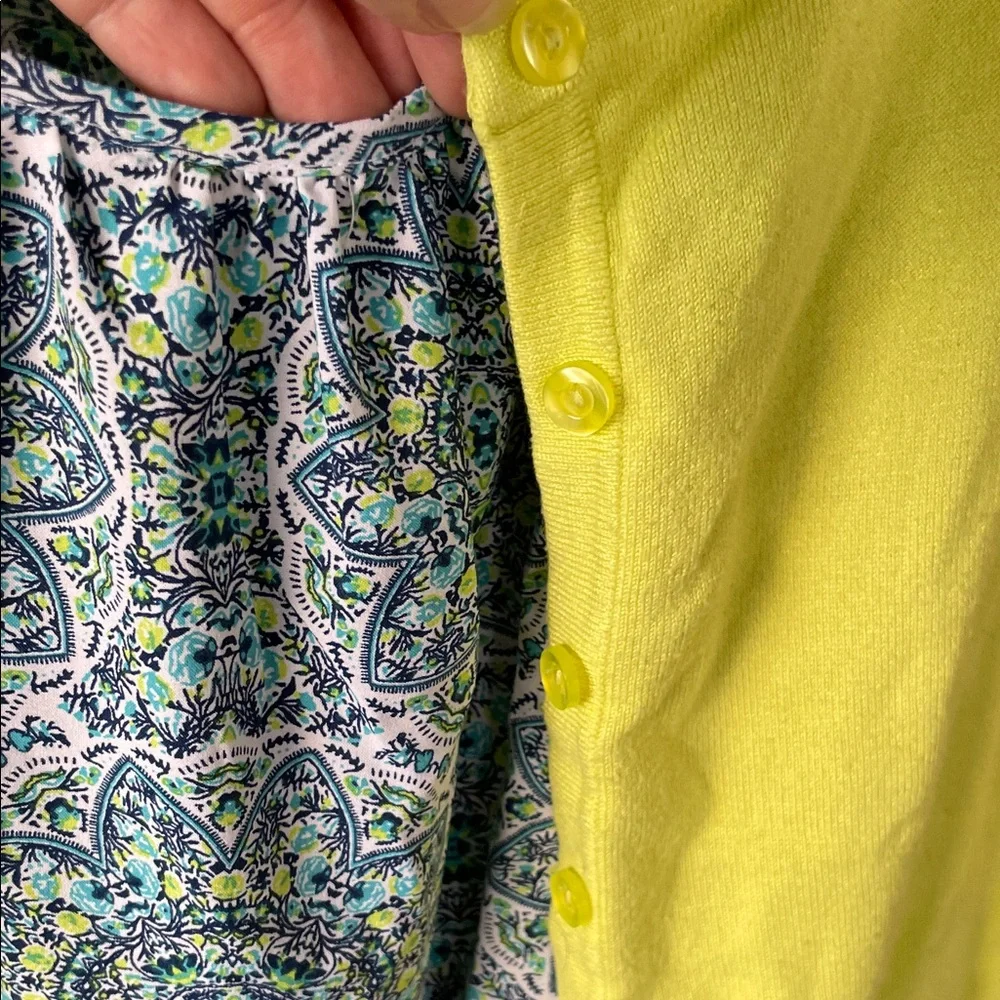 Maurices Lime Cardigan and Blue Floral Blouse - Picture 5 of 5